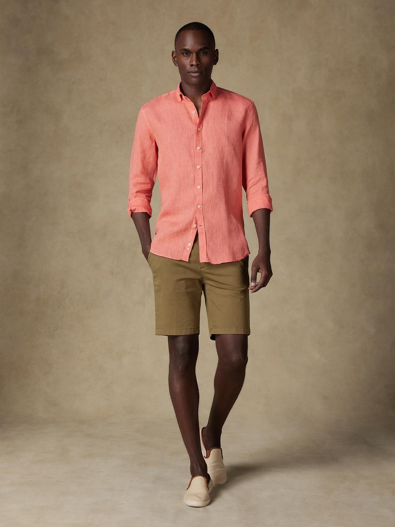 Chemise Olaf en lin abricot