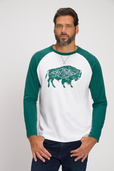T-Shirt, Langarm, zweifarbig, Bison Print