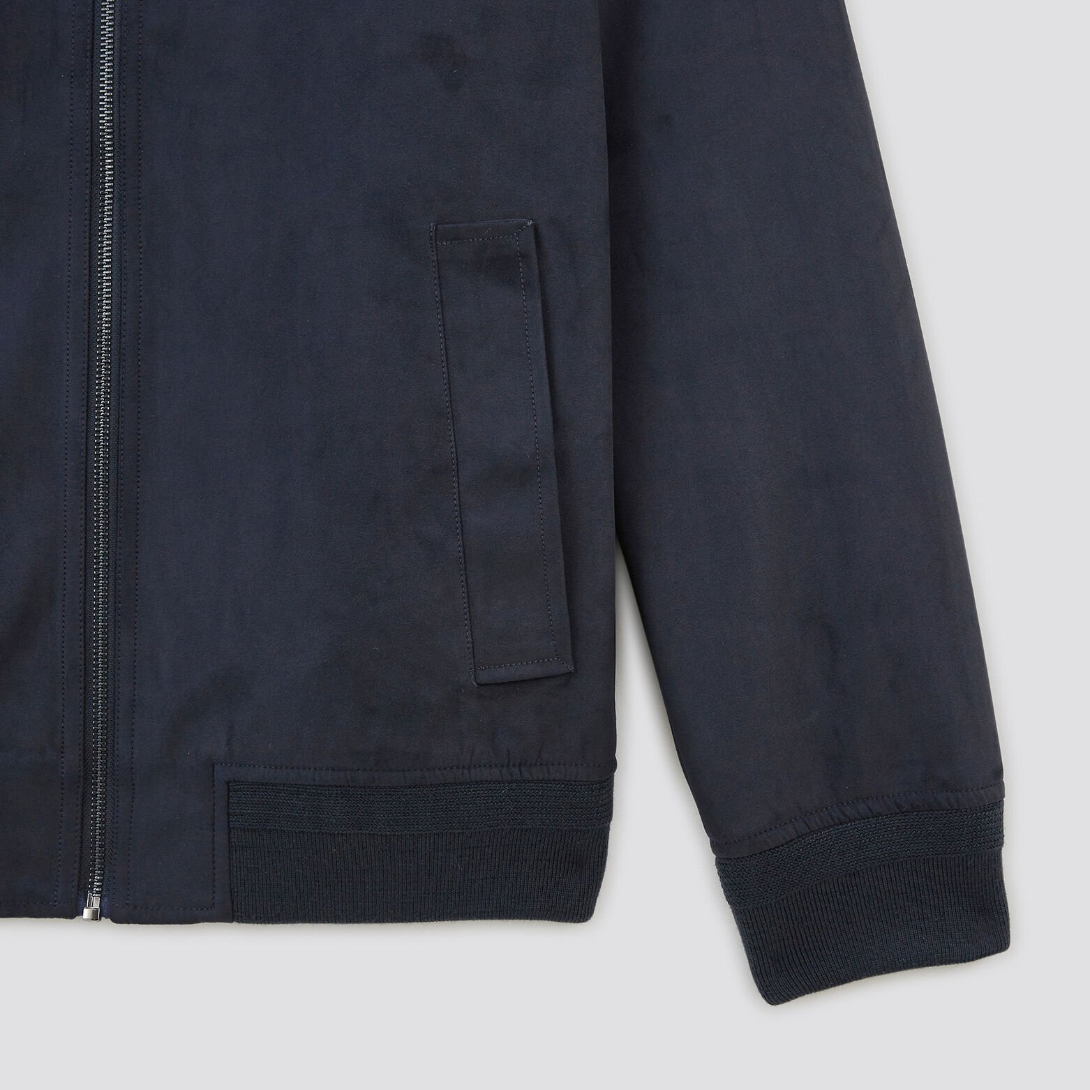 Blouson col montant aspect velours Bleu foncé