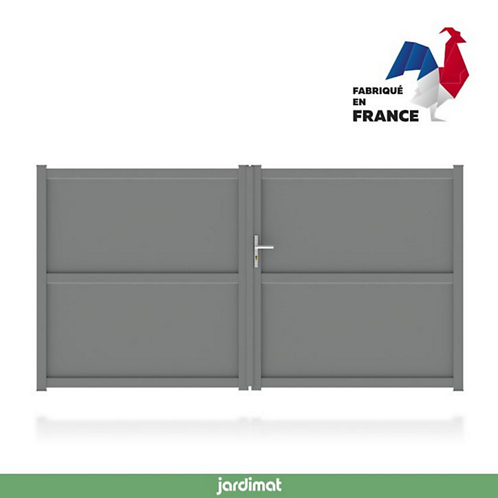 Portail Jardimat aluminuim Tours gris antique - 300 x h.160 cm