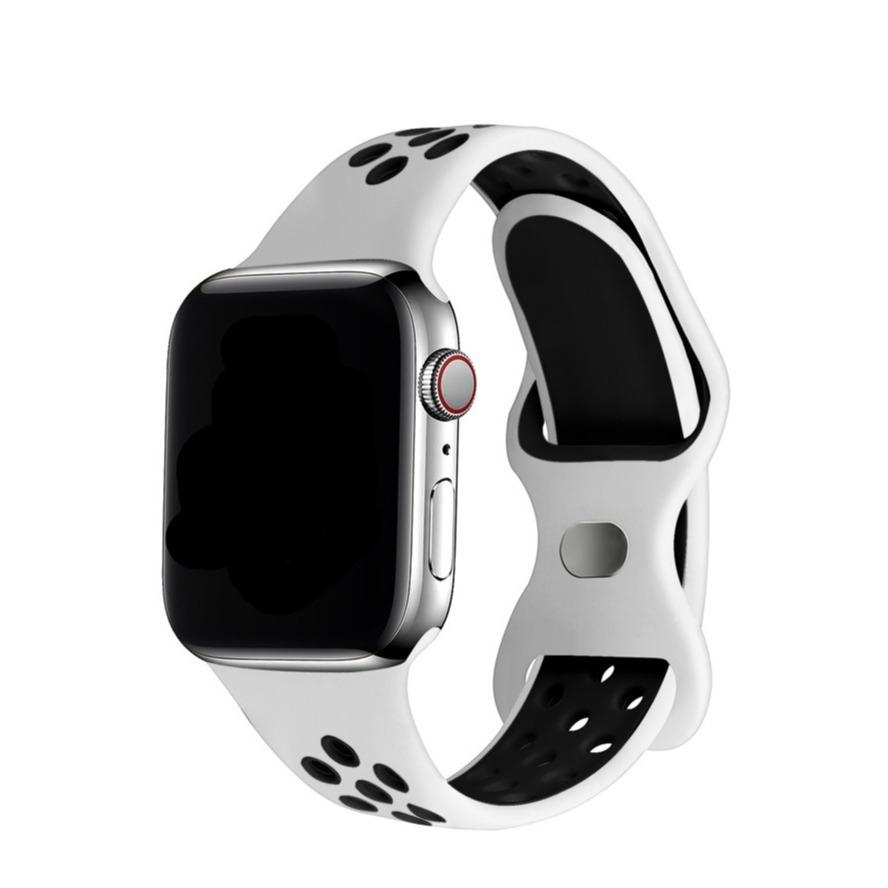 Apple Watch (42/41/40/38 mm) Silikon Sport Armband Dual Color (Gelenkumfang: 175-215mm) - Weiss / Schwarz