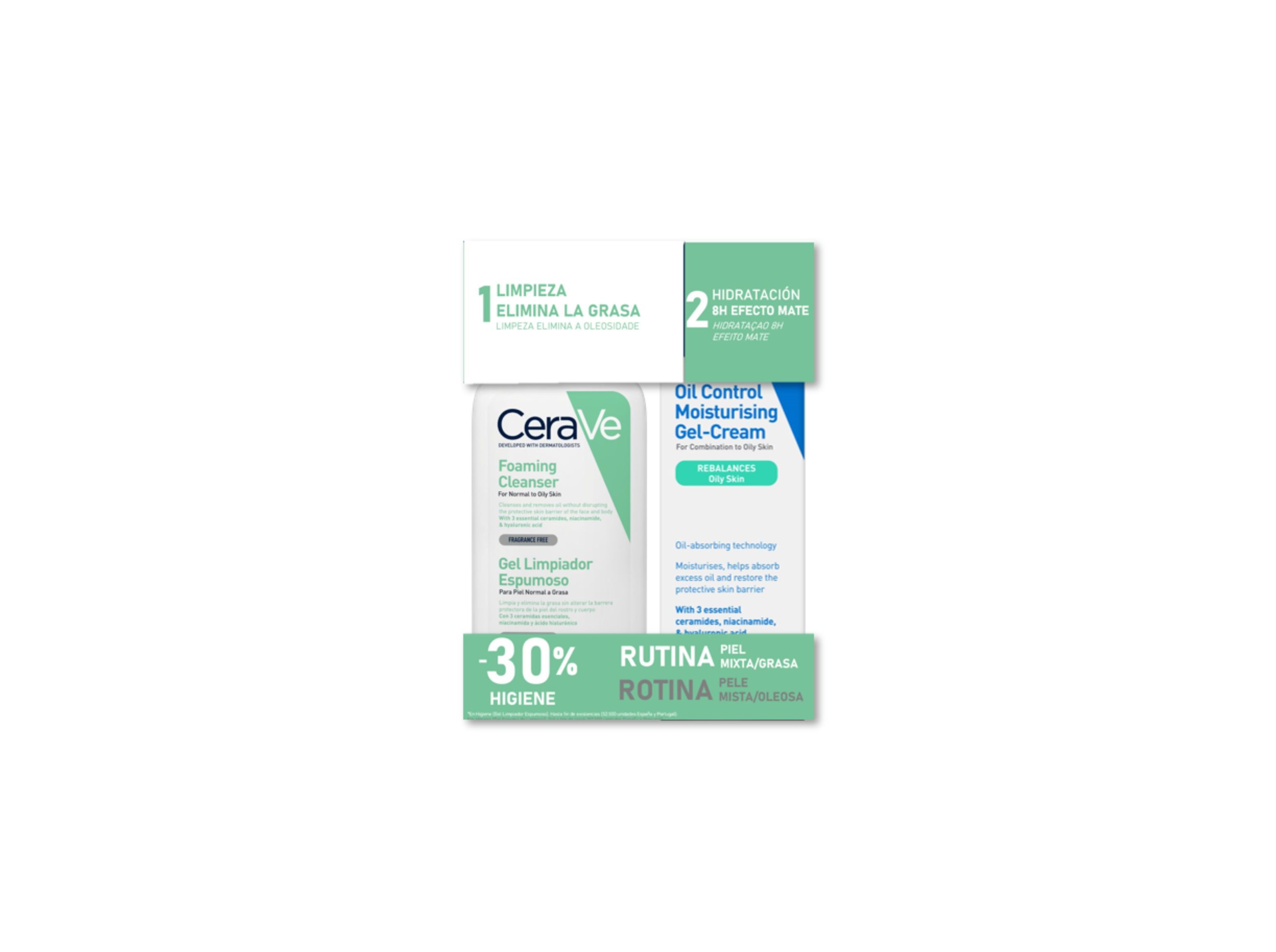 PACK ROTINA CERAVE PELE MISTA/OLEOSA 473ML 52ML