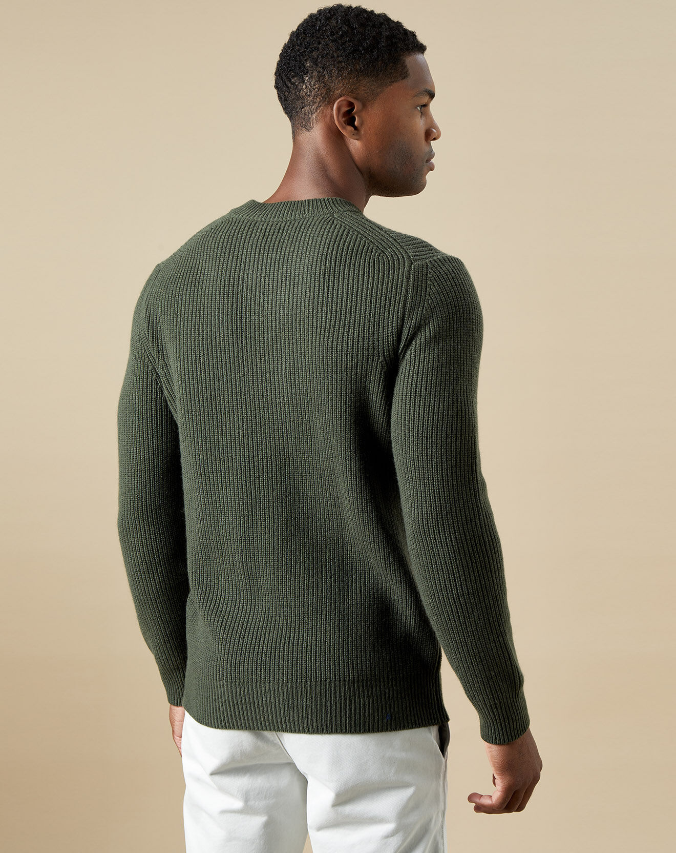 Hartford Pull en Laine & Cachemire Rib Crew army