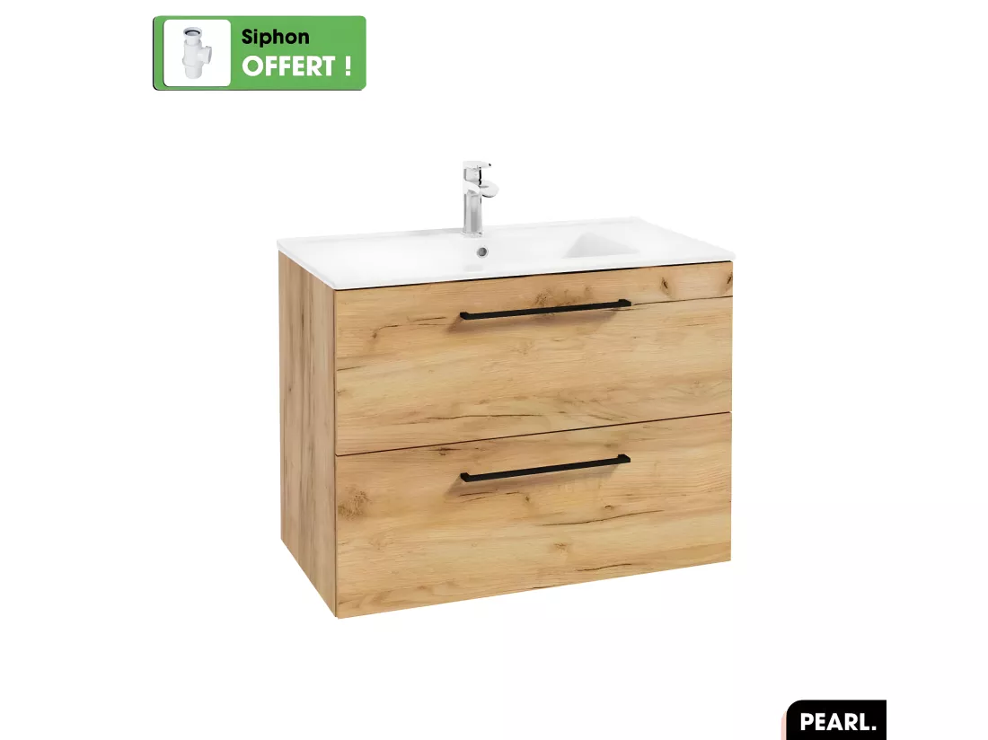 Vasque à encastrer avec siphon OFFERT | PEARL | En Verre | 81 × 2 × 46