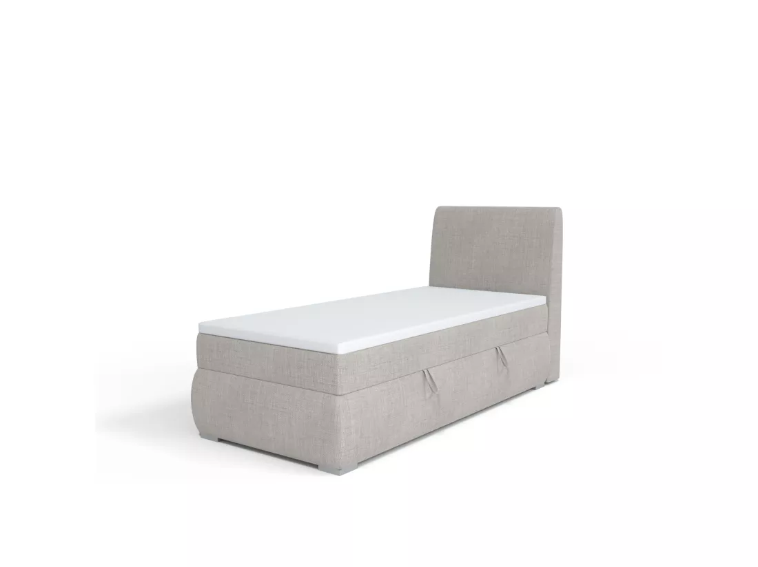 LIT BOXSPRING avec coffre de rangement Buffalo Mini côté droit 100x200 cm, Lux 05 (Gris clair)
