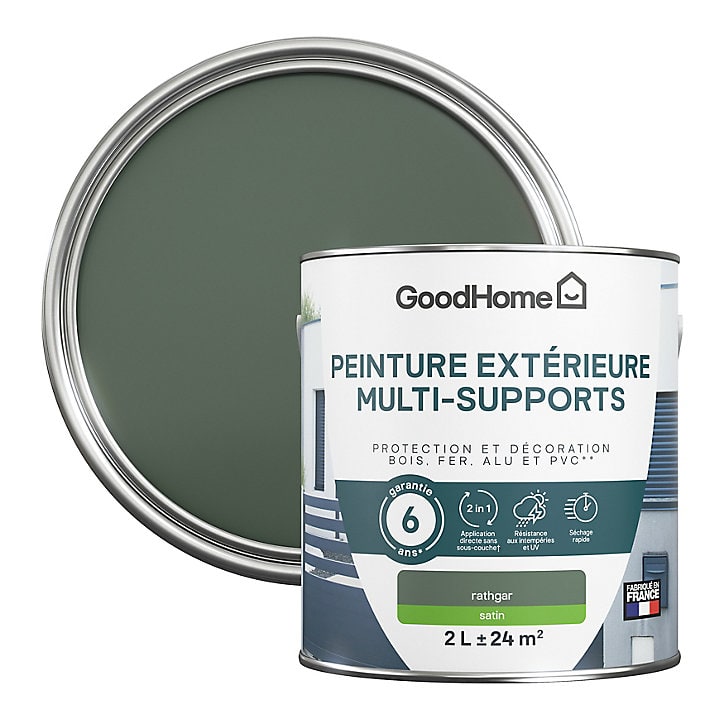 Peinture extérieure multi-supports GoodHome Rathgar vert 2L