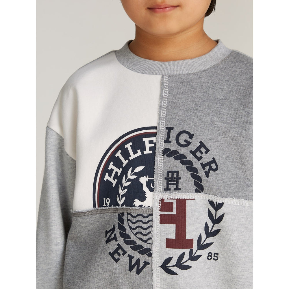 Køb Tommy Hilfiger Grey Heather Mix Monotype Spliced Printed Cn Sweatshirt