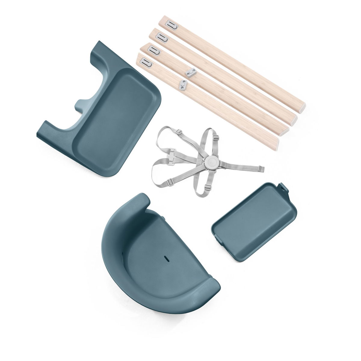 STOKKESTOKKE   Clikk Hochstuhl Bamboo mit Sitzkissen fjord blue