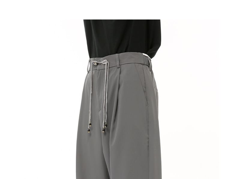 FAERIS - Mid Rise Plain Frog Buttoned Loose Fit Dress Pants