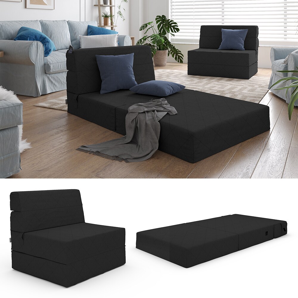 Vicco Sofa Lima Schwarz 100 cm mit Schlaffunktion