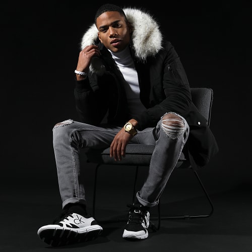 Parka Tech Premium Avec Fourrure Blanche 0024 Noir