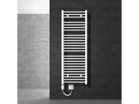 Sèche-serviettes de salle de bain électrique, 500 x 1500 mm, blanc, droit
