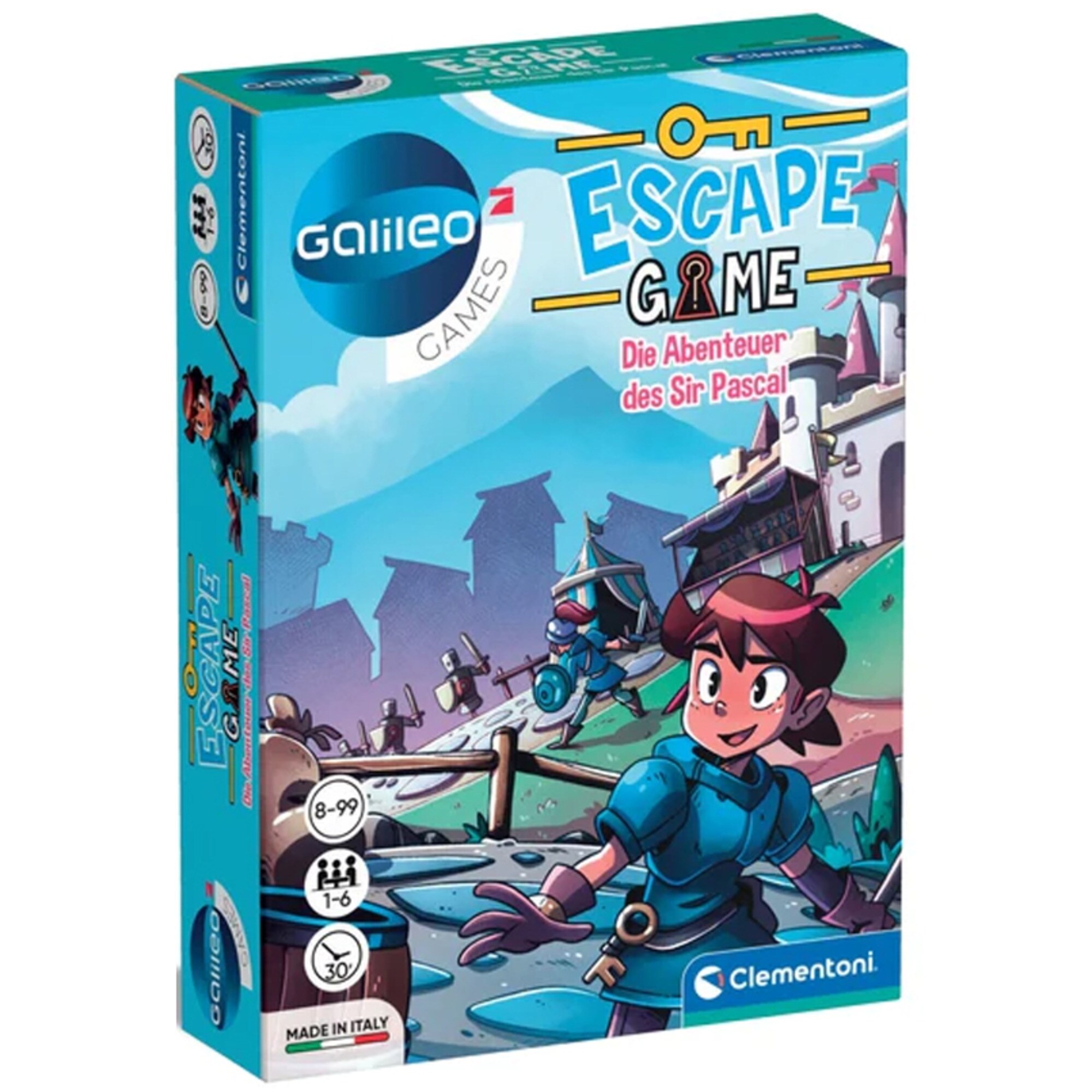 Clementoni Partyspiel Escape Game - Die Abenteuer des Sir Pascal