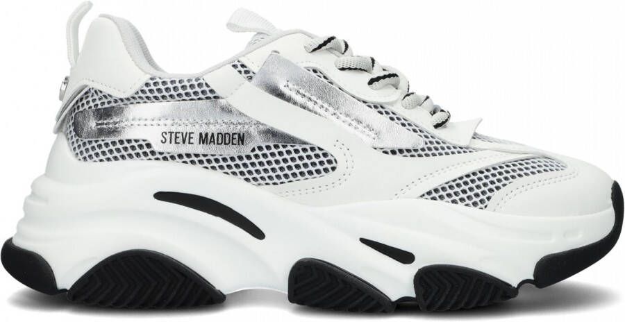 Steve Madden Witte Mesh Sneakers met Zilver en Wit Overlays White Dames