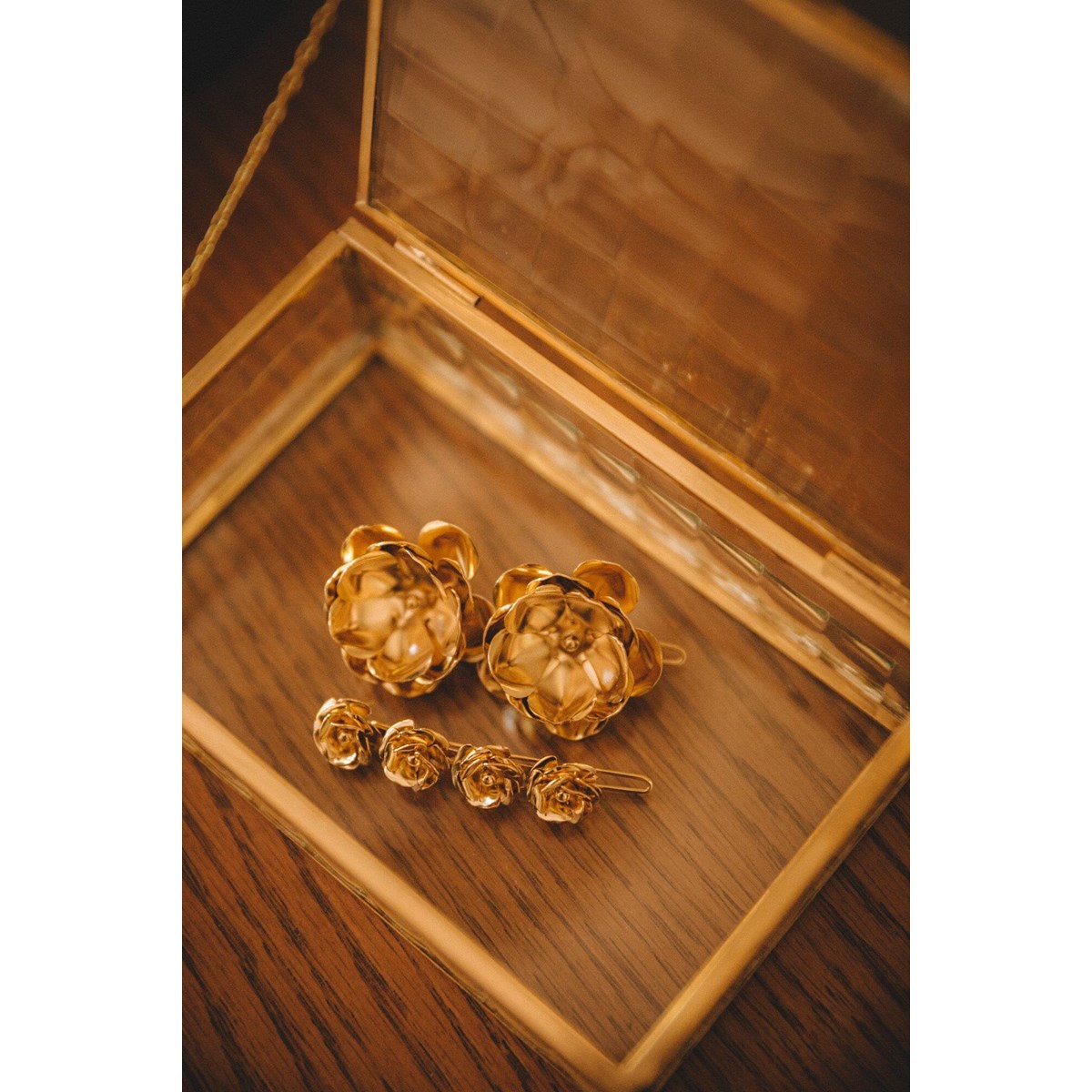 mini barrette fleurs doré à l'or fin - AGLAÉ