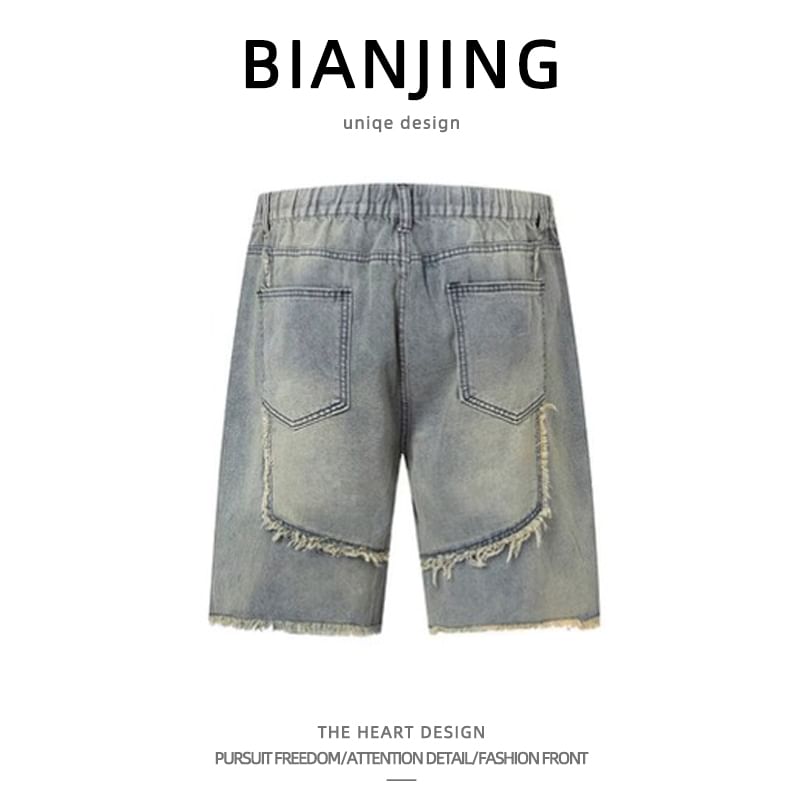 Zentrus - Mid Rise Washed Denim Shorts