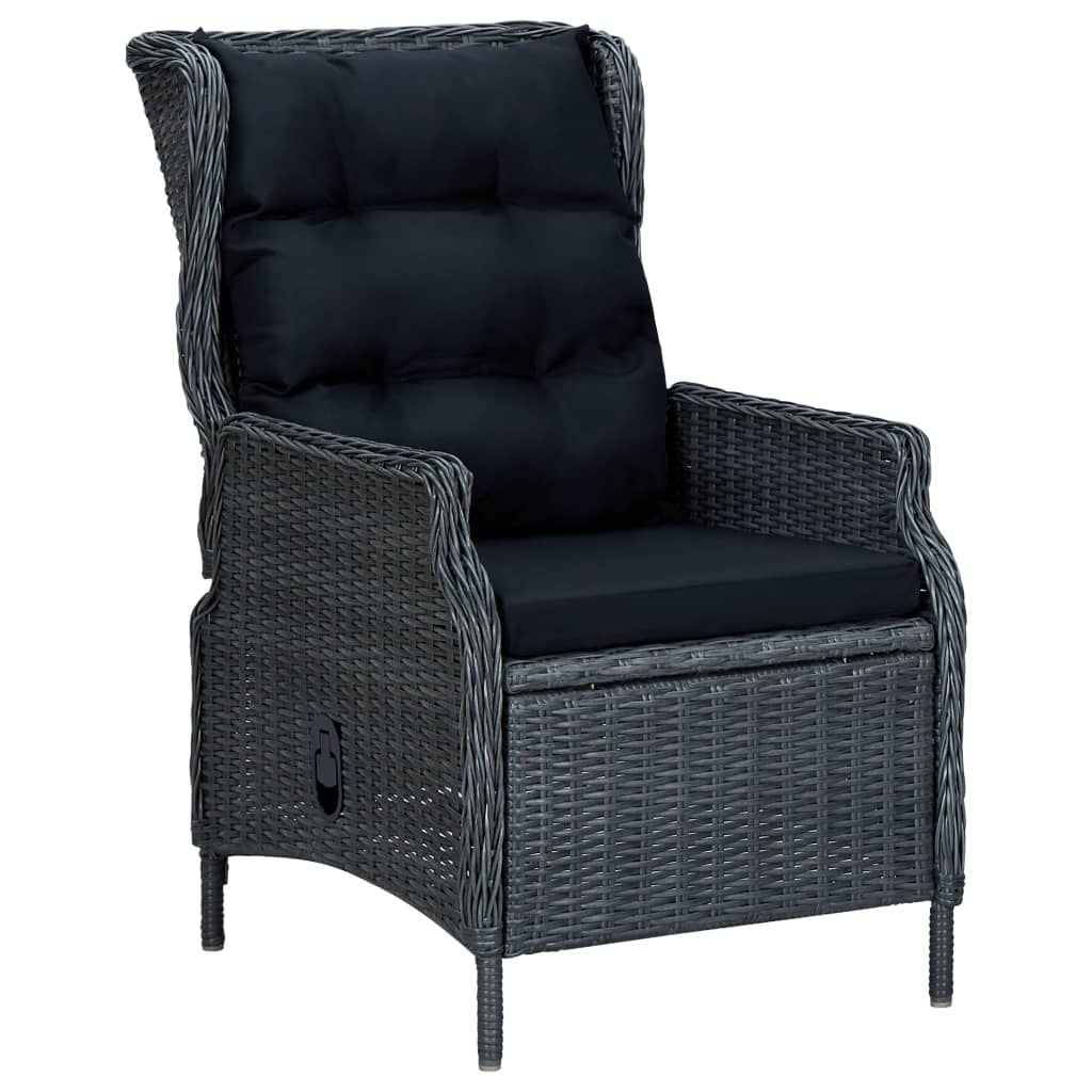 Mobilier à dîner 7 pièces avec coussins résine tressée gris foncé