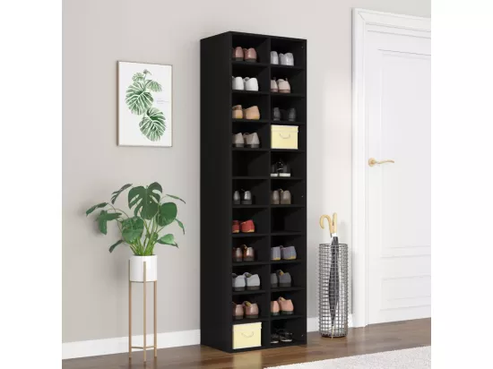 Armoire à chaussures noir 54 x 34 x 183 cm bois d'ingénierie