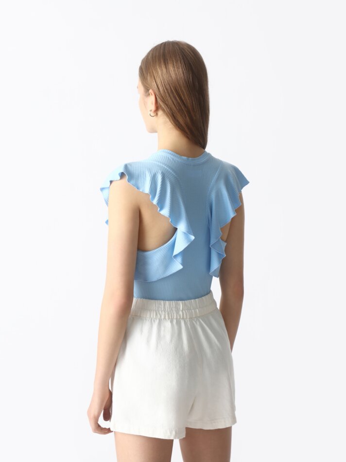 Body com babados - Azul celeste