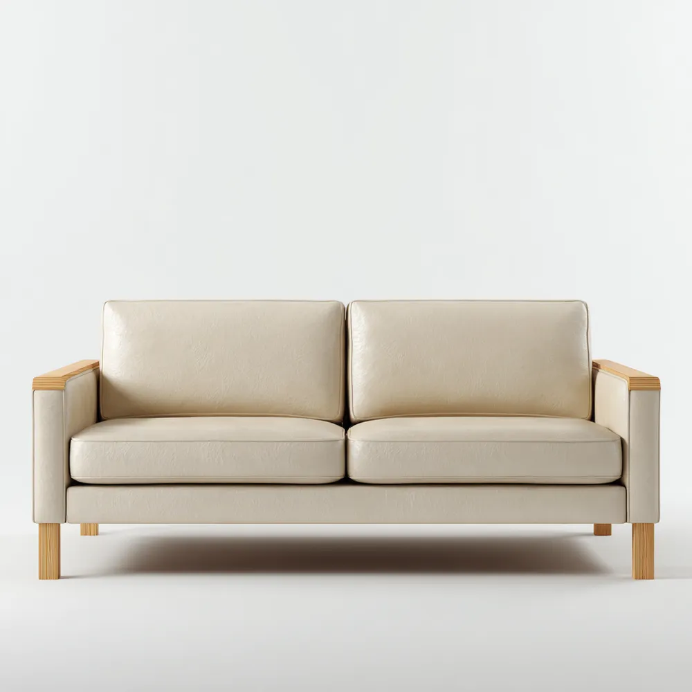 2-Sitzer-Sofa Leder 150x85x75 cm – Creme – Skandinavisches Design