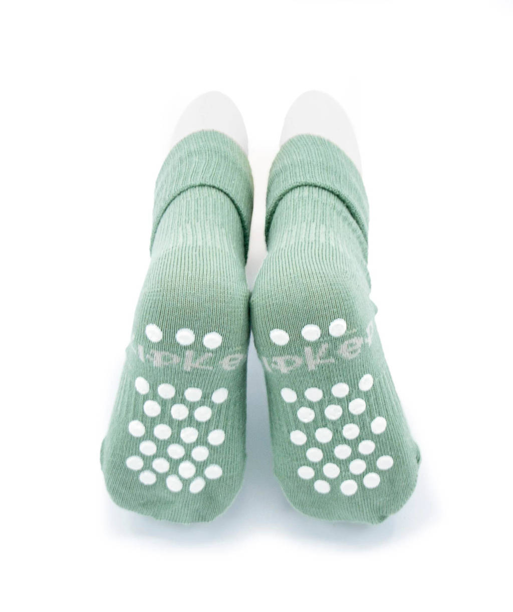 Blijf-Sokjes met anti-slip nopjes 12-18 mnd groen