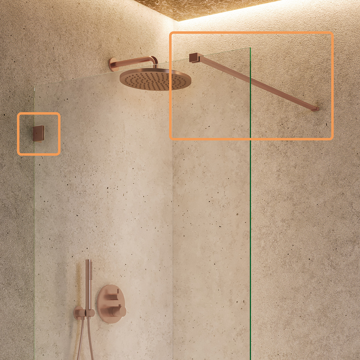Saniclear Modern klemmen   stabilisatiestang 100cm geborsteld koper