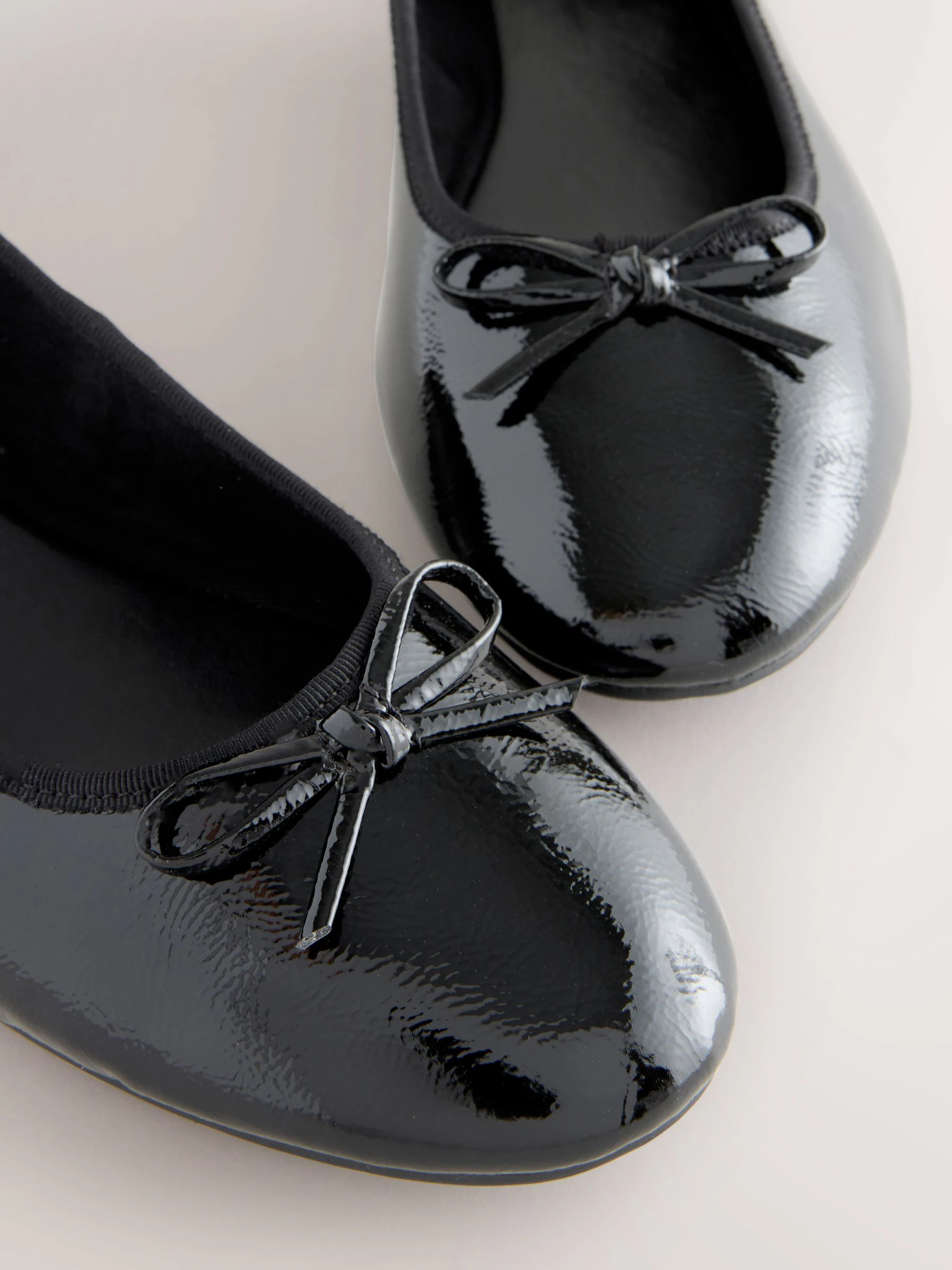 Zwart lak - Ballerina's met ronde neus