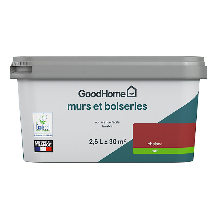 Peinture intérieure couleur Murs et boiseries GoodHome Chelsea rouge 2,5L