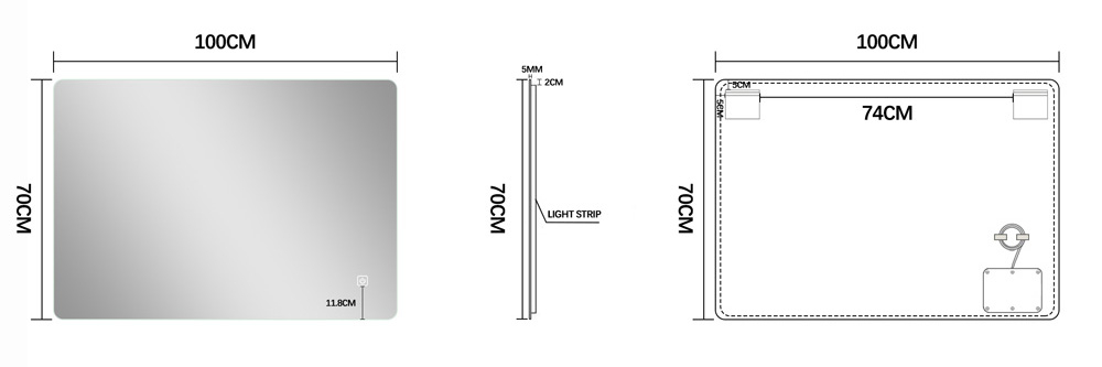 Saniclear Aspen spiegel 100x70cm met LED verlichting en spiegelverwarming