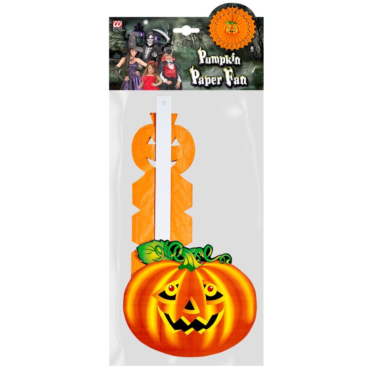 Halloween Waaier Oranje Pompoen 50cm