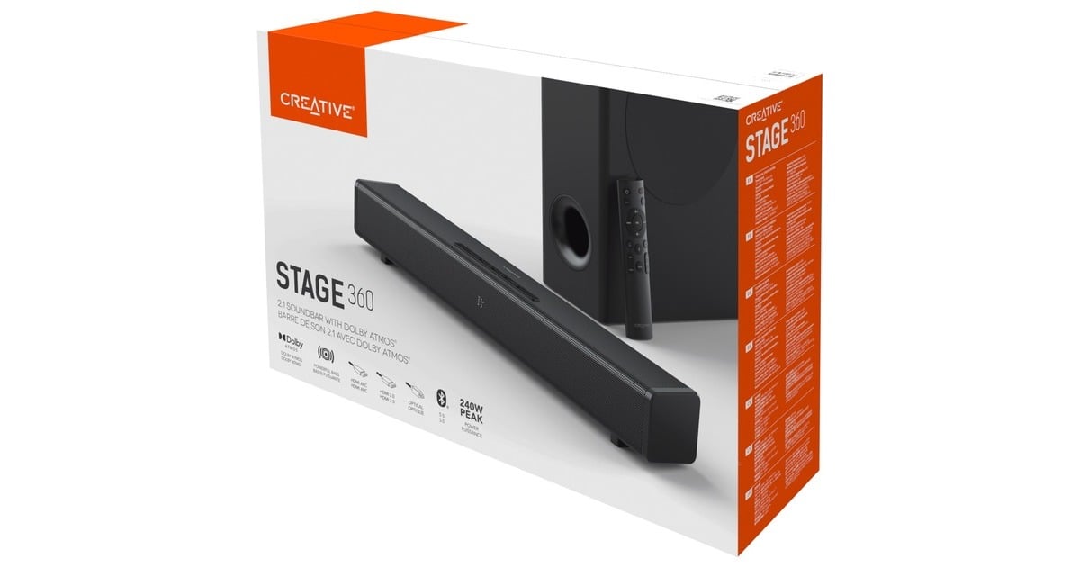CreativeStage 360 soundbar  (Zwart, Bluetooth, HDMI, Dolby Atmos)