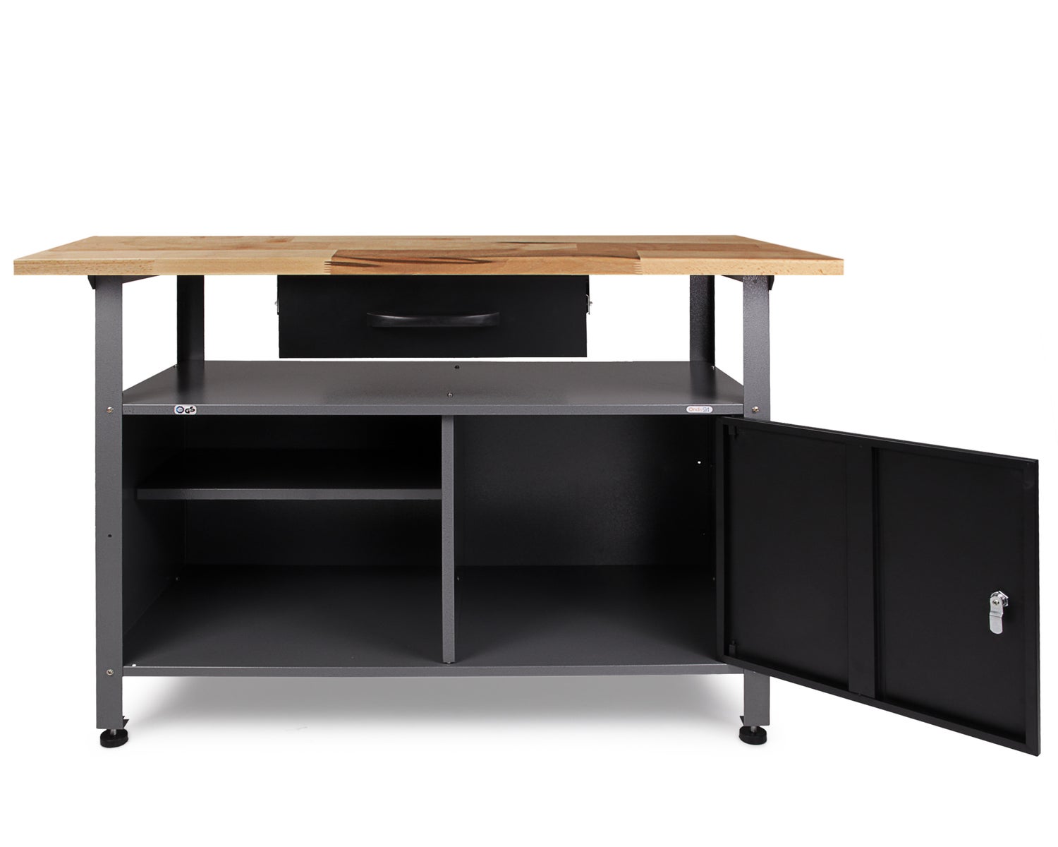 Ondis24 Werkplaatsset Hoekoplossing Simple One 85 cm Antraciet Beuken, Werkplaatsuitrusting, Werkbank