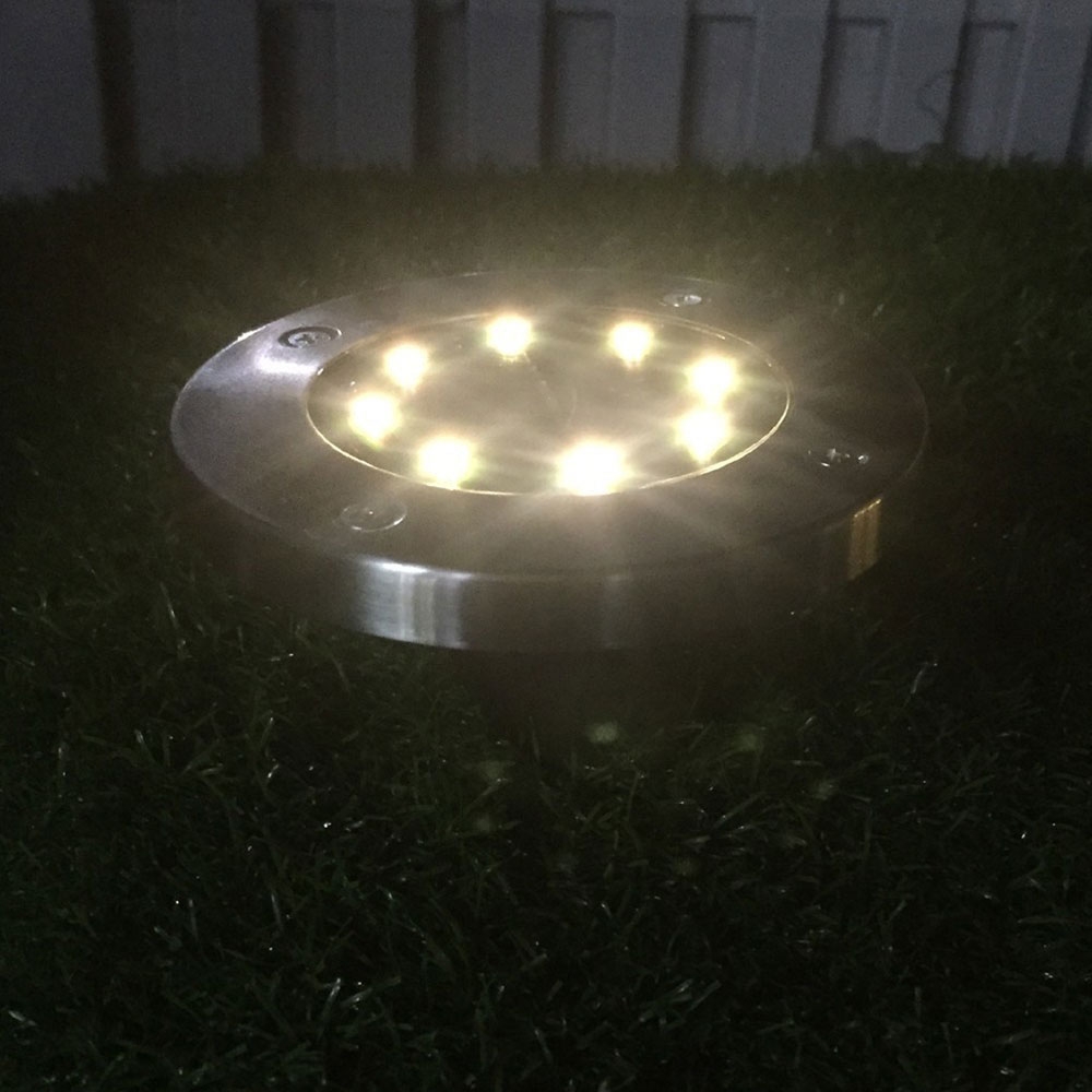 (4er Set) Wasserfeste 8 LED Edelstahl Solar Lampe Outdoor Gartenleuchte Wegbeleuchtung (IP67)   Erdspiess - Warmweiss