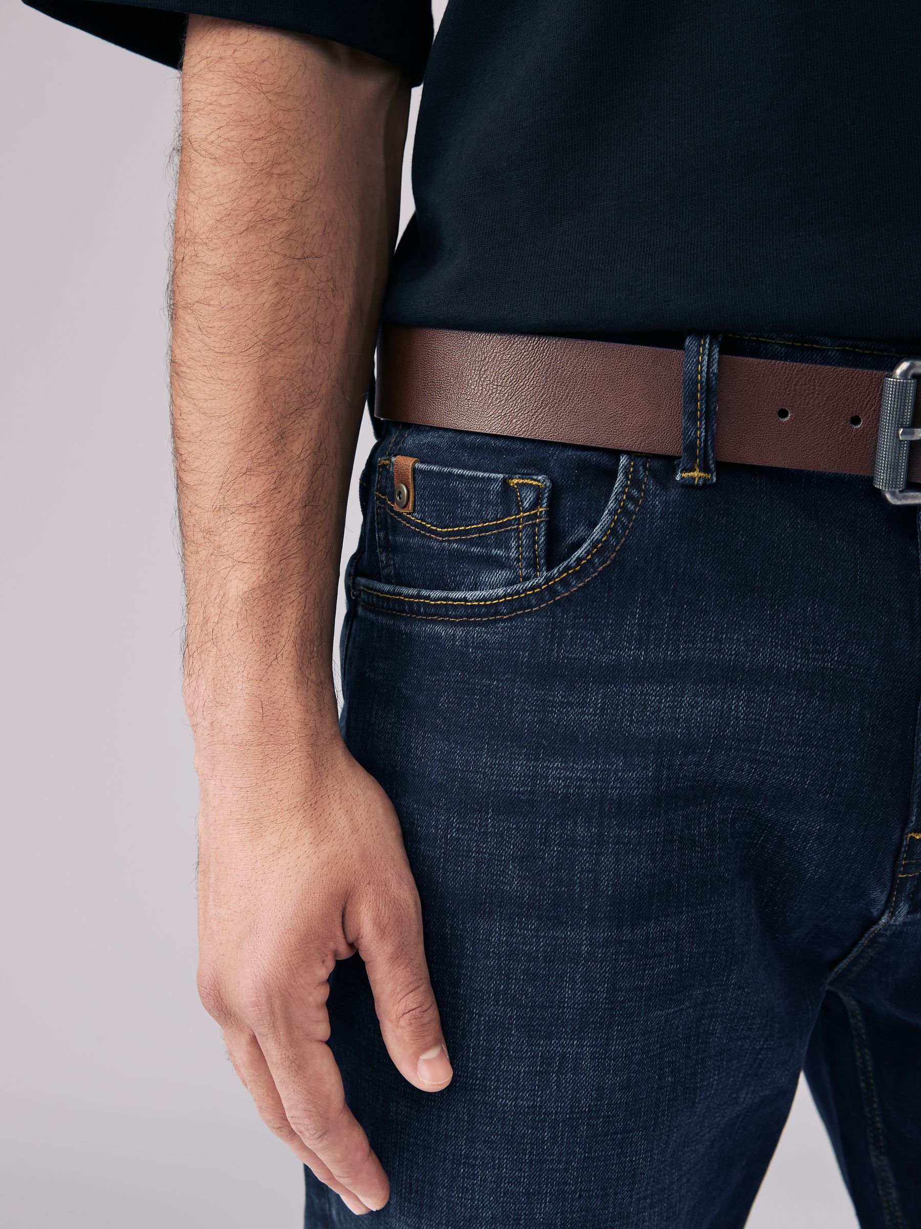 Inktblauw - Straight fit - Signature jeans met ceintuur