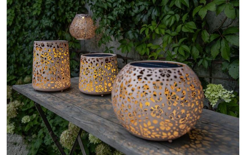 Windlicht Solar Antic Globe Carrera Ø 22 cm, HellrosaSolarleuchte zum Aufstellen