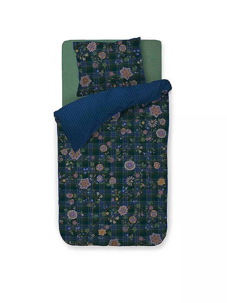 PIP STUDIO Perkal Bettwäsche FLORES FELICES 70x90cm/140x200cm Dark Blue dunkelblau