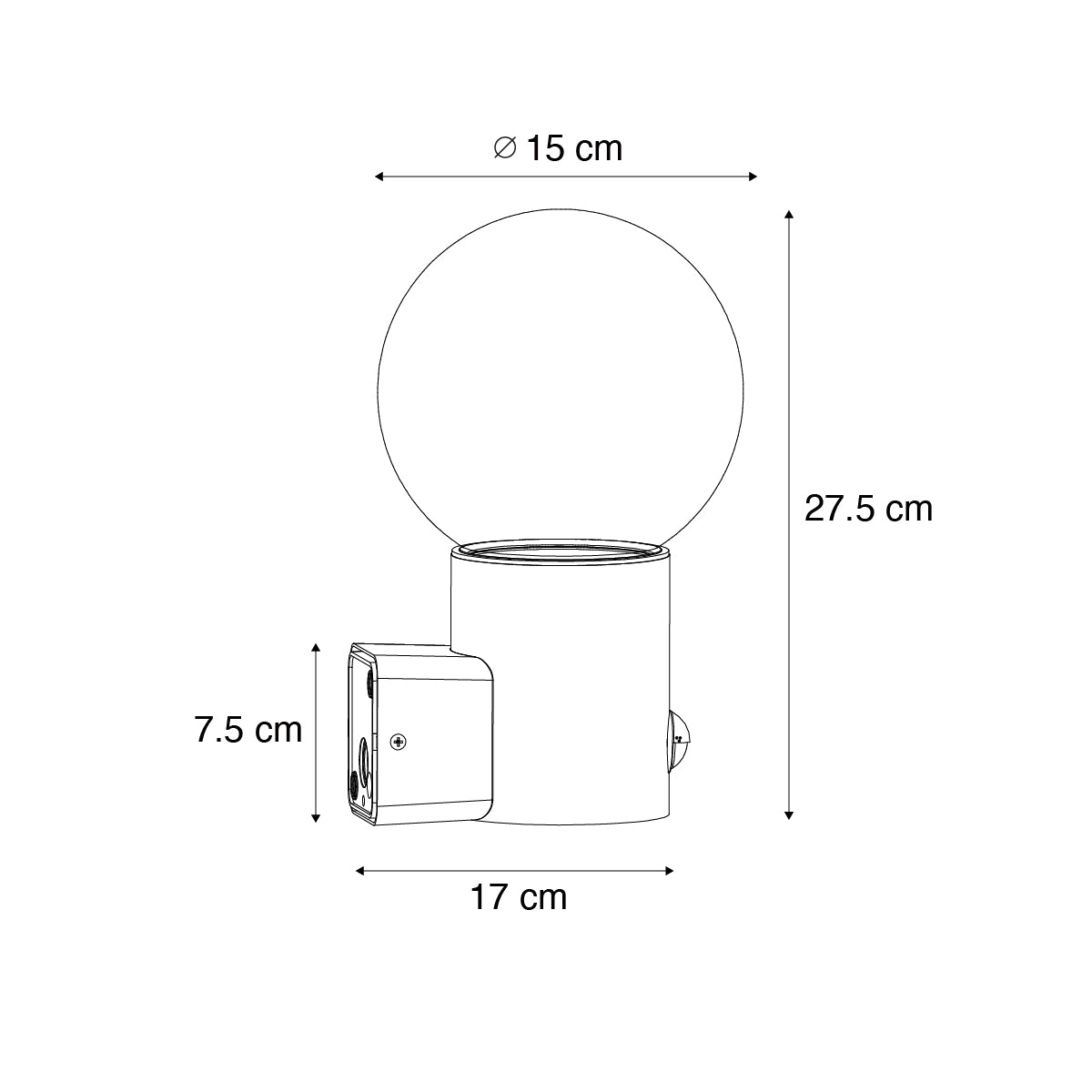 QAZQA Buiten wandlamp zwart met opaal glas met bewegingssensor - Huma