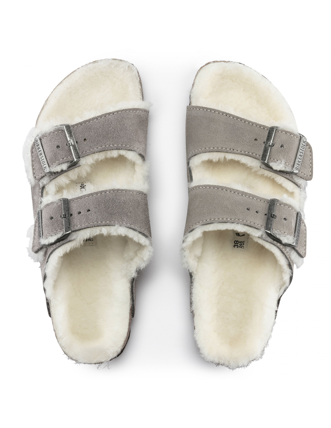 birkenstock mules fourées femme arizona vl shearling daim gris