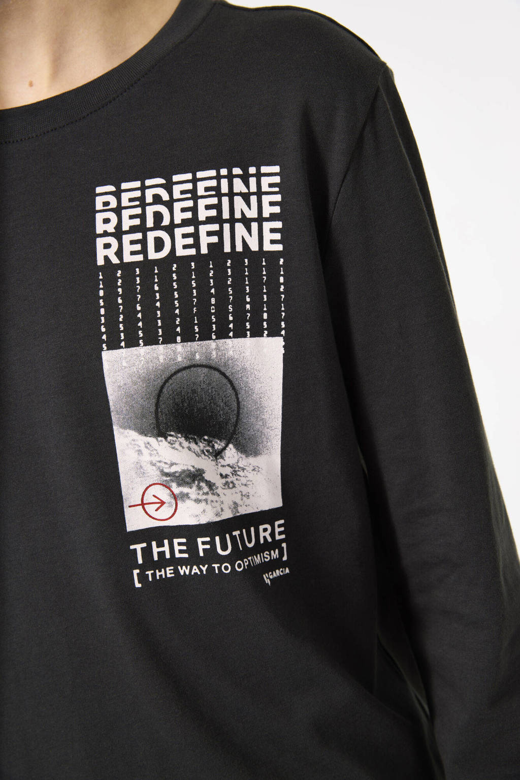 Garcia longsleeve met printopdruk donkergrijs/wit