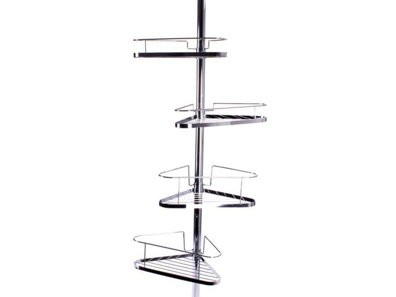MSV Duschmittelhalter Teleskopstange 145-250 cm, 4 Körbe, S Selbststehendes Duschregal