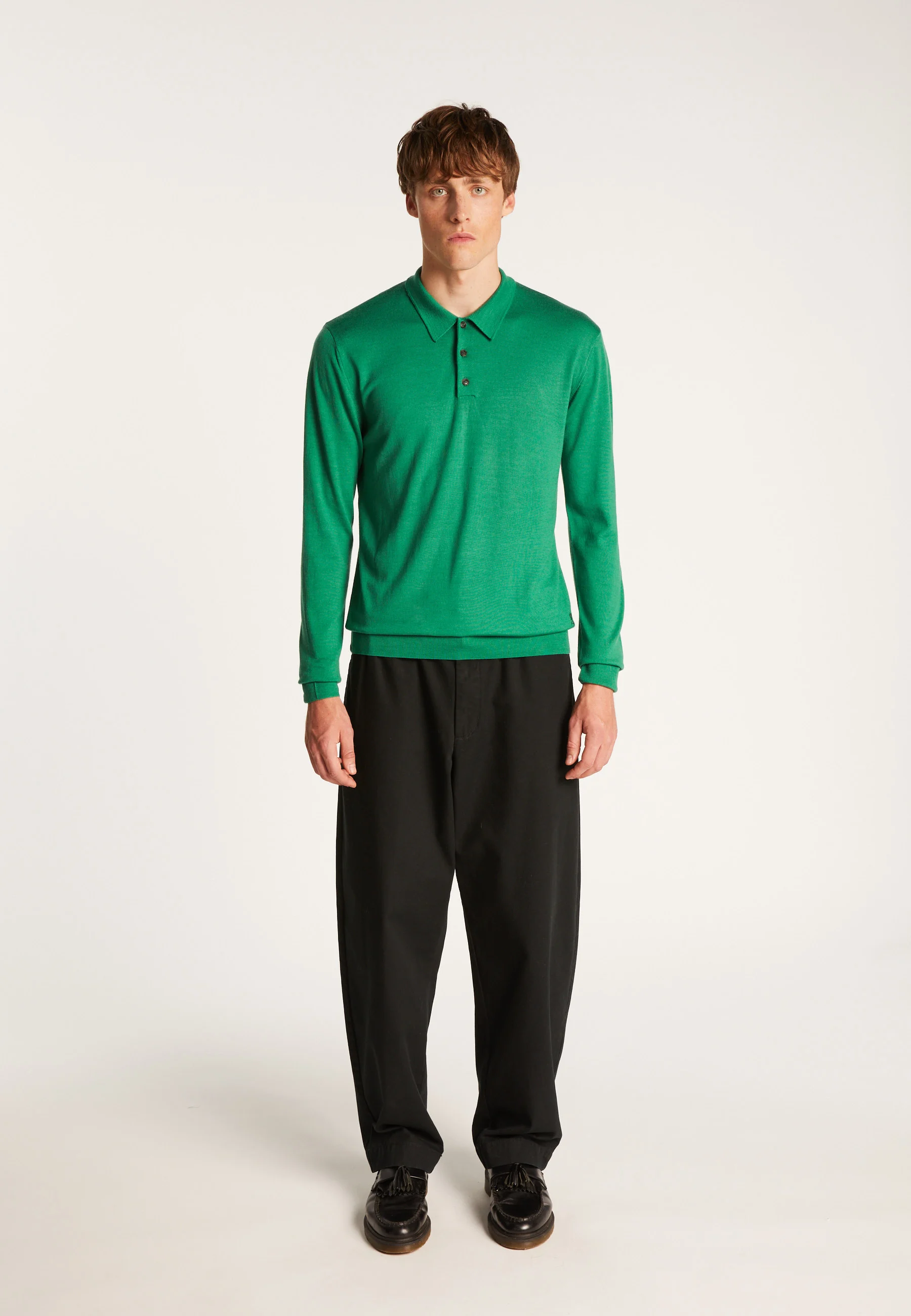 ENIAH24 - Pull col polo en laine mérinos | Vert
