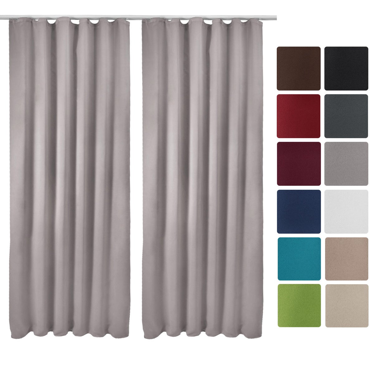 Beautissu Amelie BK Gordijn met Rimpelband 140x245cm Grijs (set van 2)