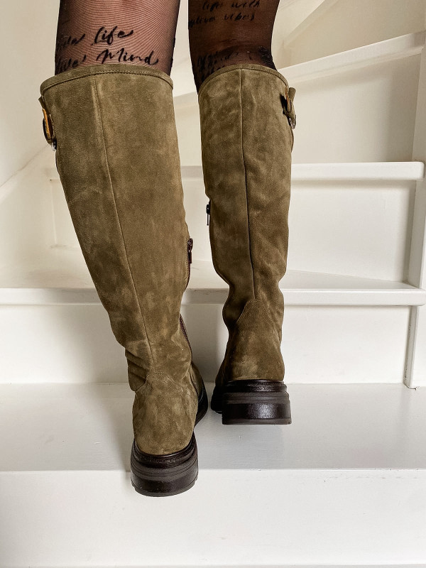 Aliwell - Bottes POLKA Velours Kaki
