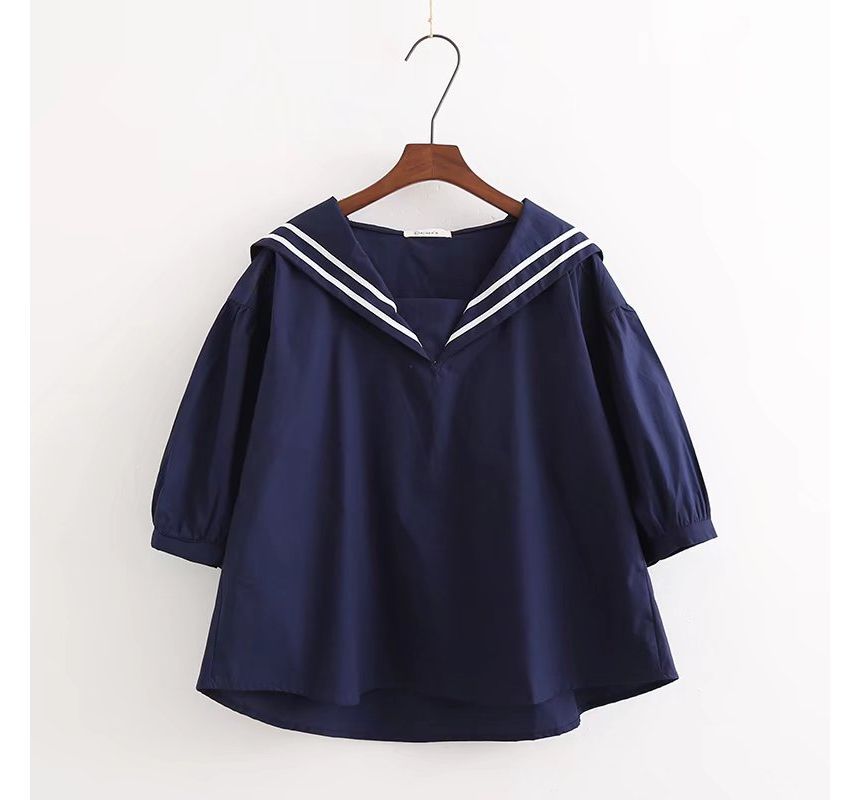 PANDAGO - Blouse met korte mouwen en matrozenkraag