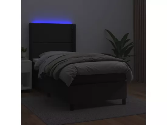 Sommier tapissier avec matelas et LED Noir 90x190 cm Similicuir