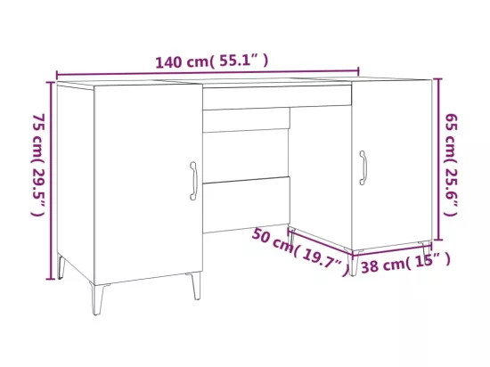 Bureau Gris béton 140x50x75 cm Bois d'ingénierie