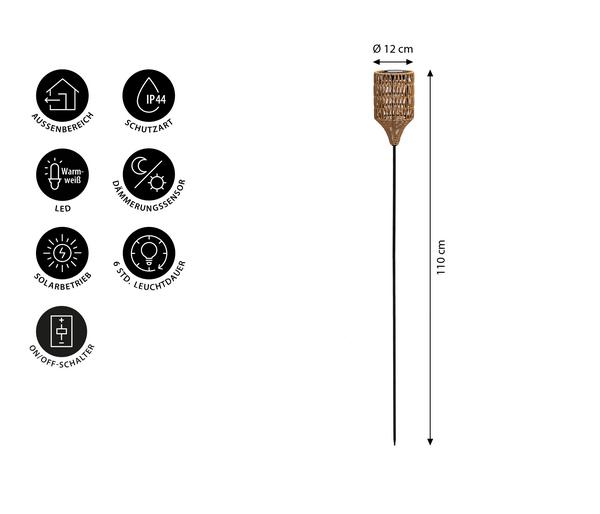 Dehner Solar-Stab Mila, ca. Ø12/H110 cm