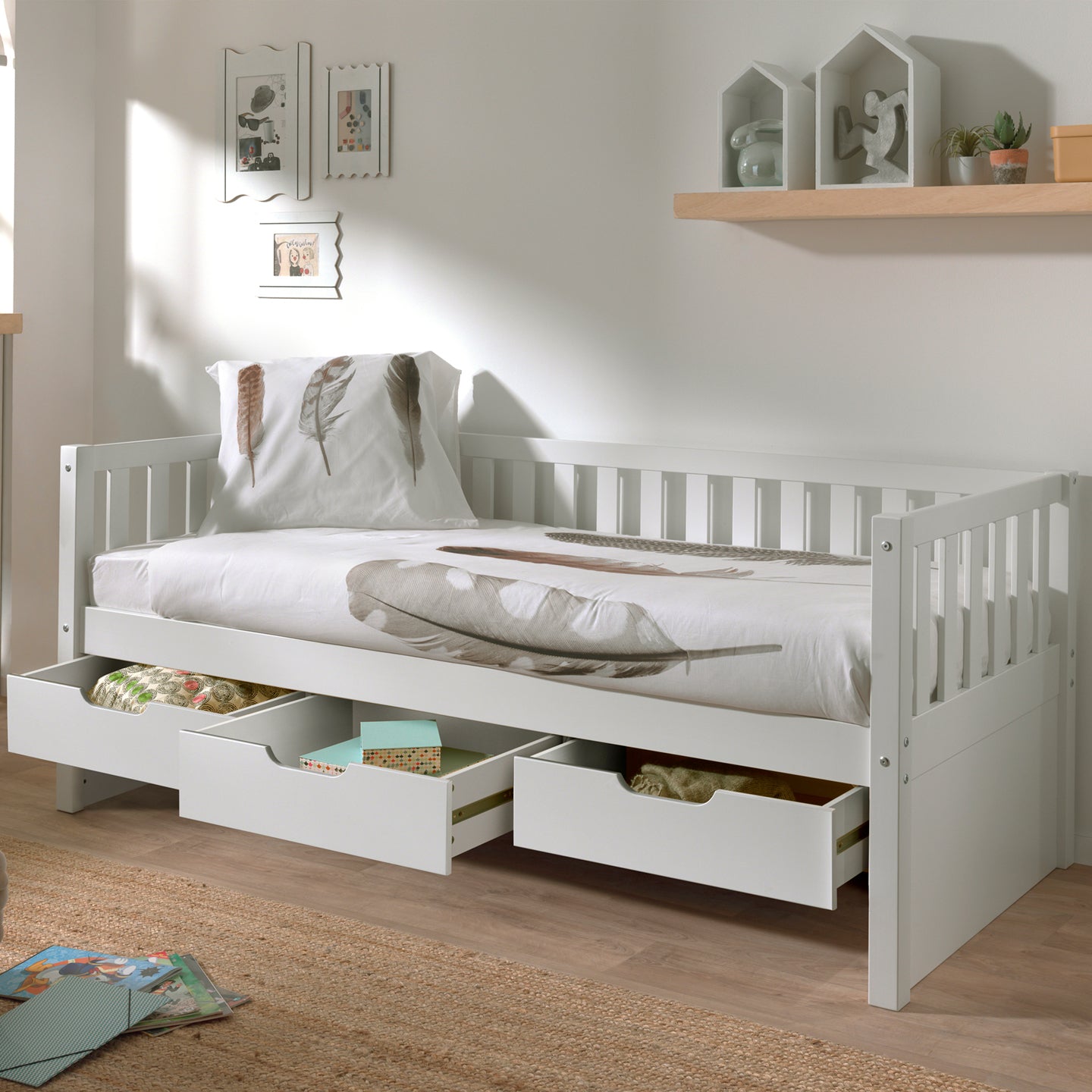 Vipack Fritz Kajuitbed met 3 Laden 90 x 200 cm - Wit