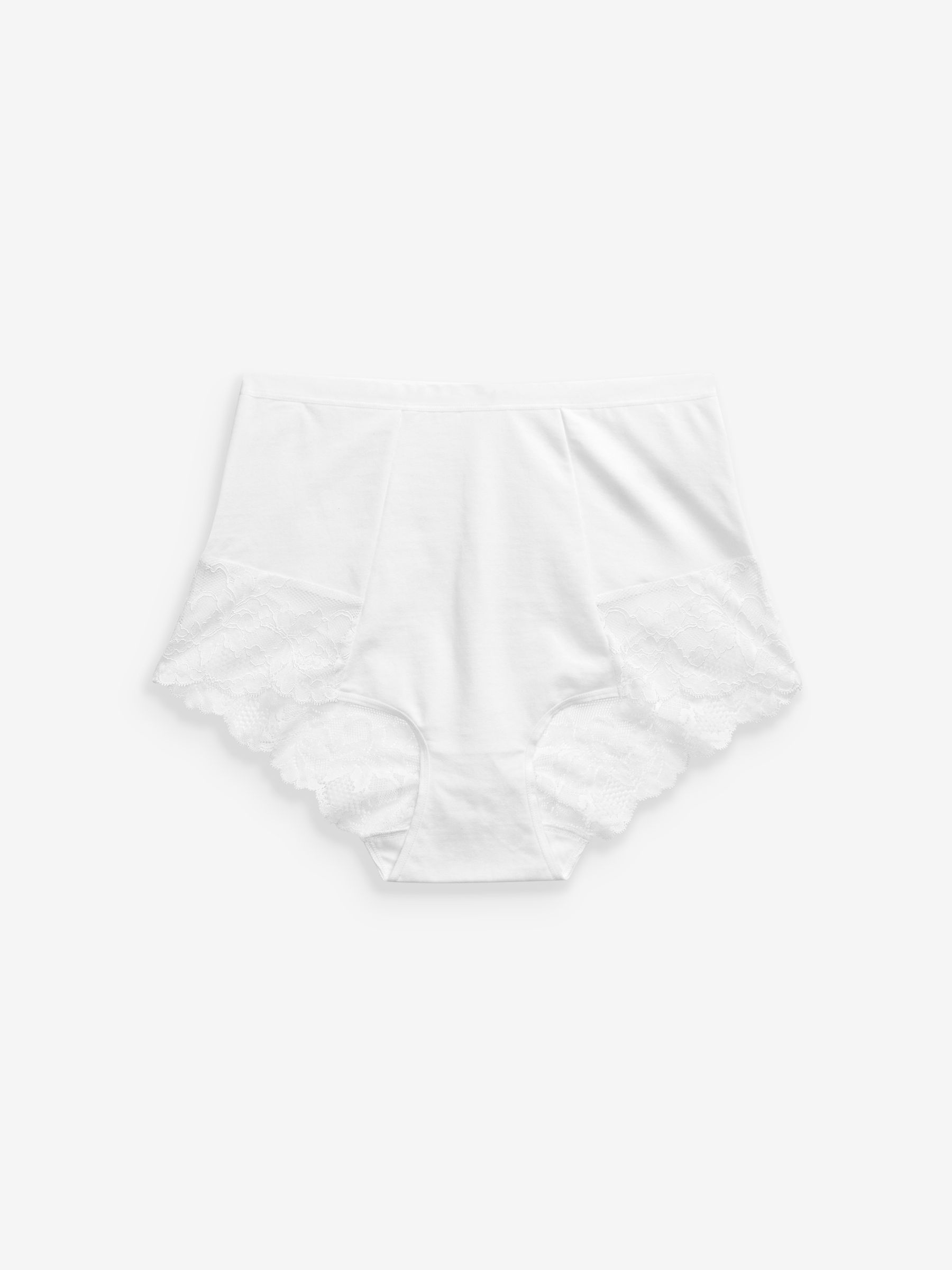 Zwart/wit - 2 corrigerende katoenen tummy control slipjes met kanten achterkant