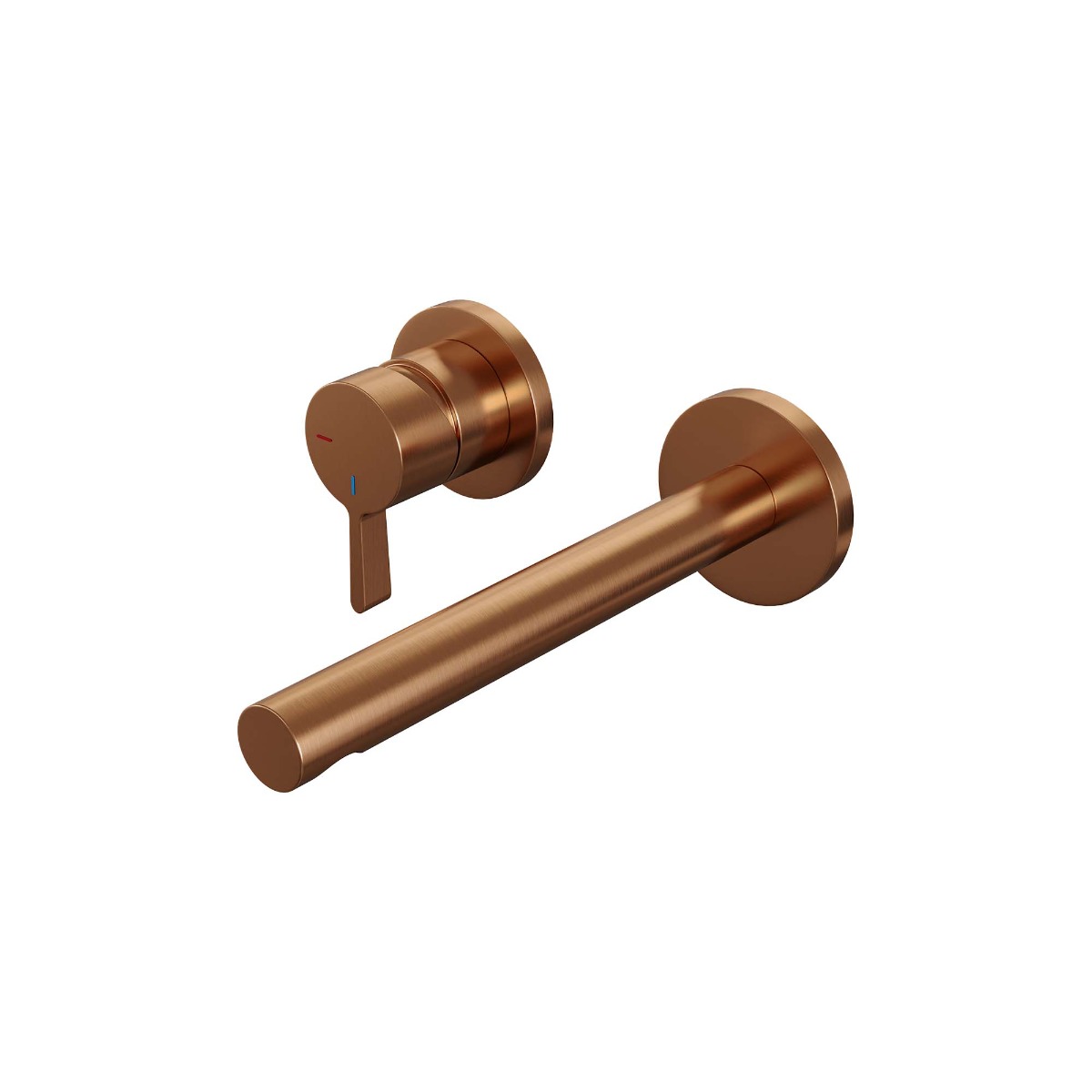 Brauer Copper Edition ColdStart wastafelkraan inbouw rechte uitloop en rozetten model E2 koper geborsteld PVD
